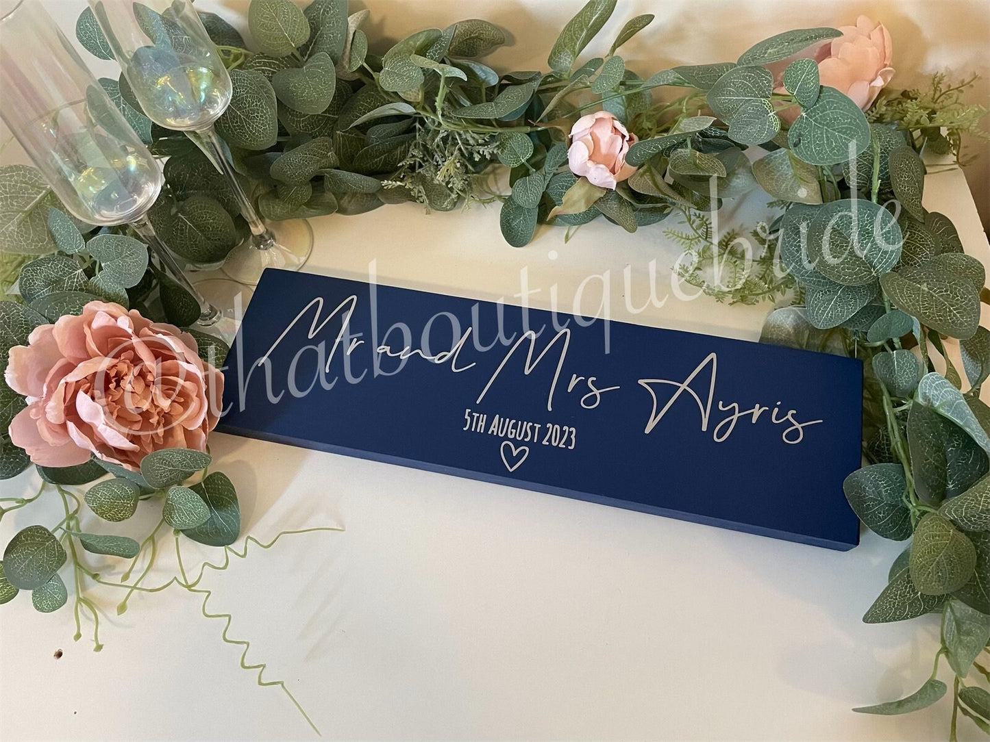 Wooden NAVY table sign, wedding reception table decor