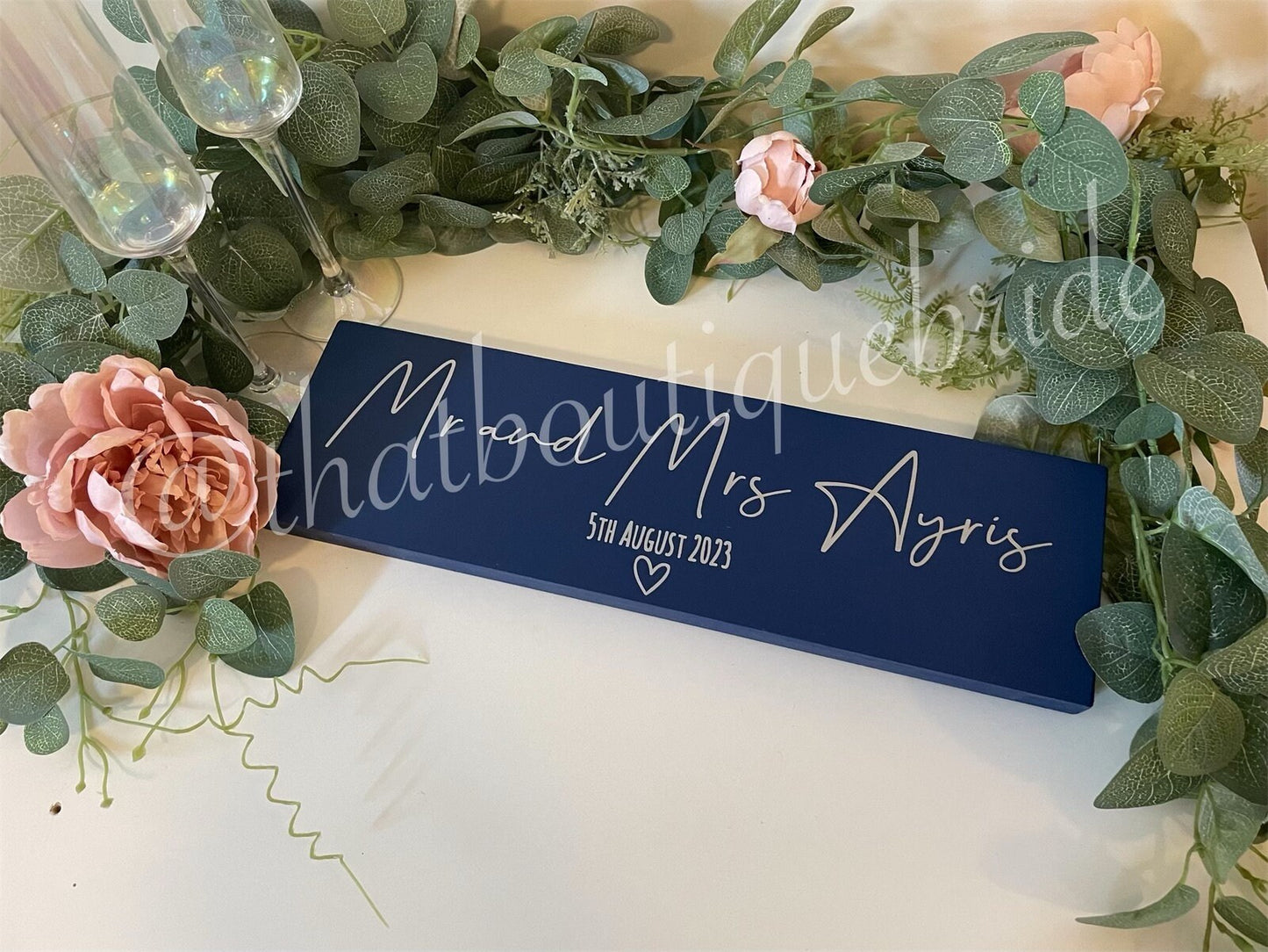 Wooden NAVY table sign, wedding reception table decor