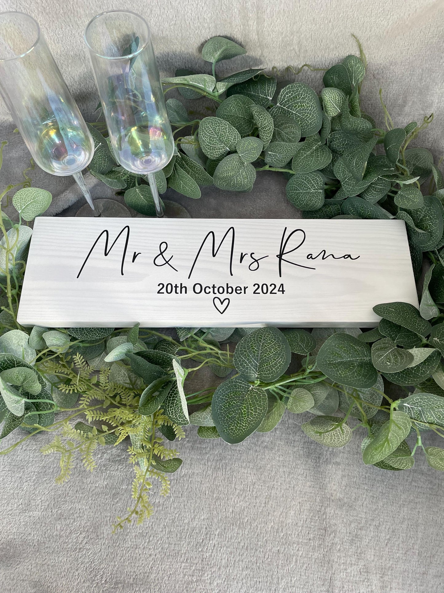 Wooden WHITE table sign, wedding reception table decor