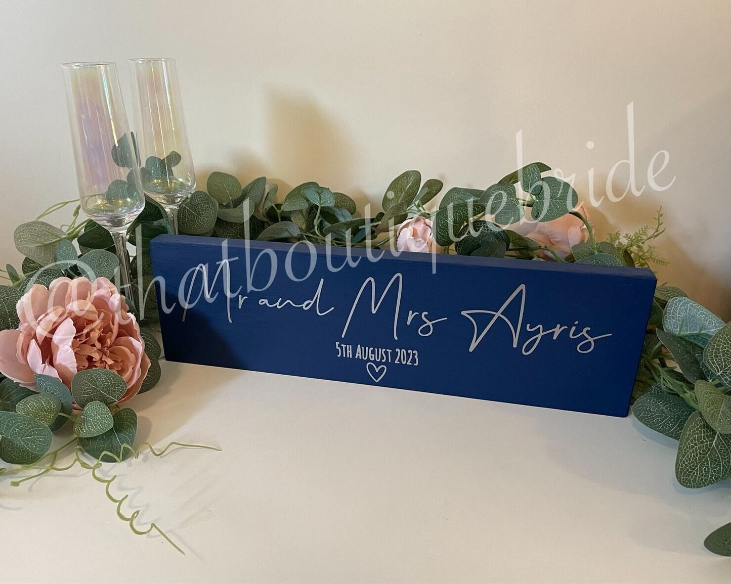 Wooden NAVY table sign, wedding reception table decor
