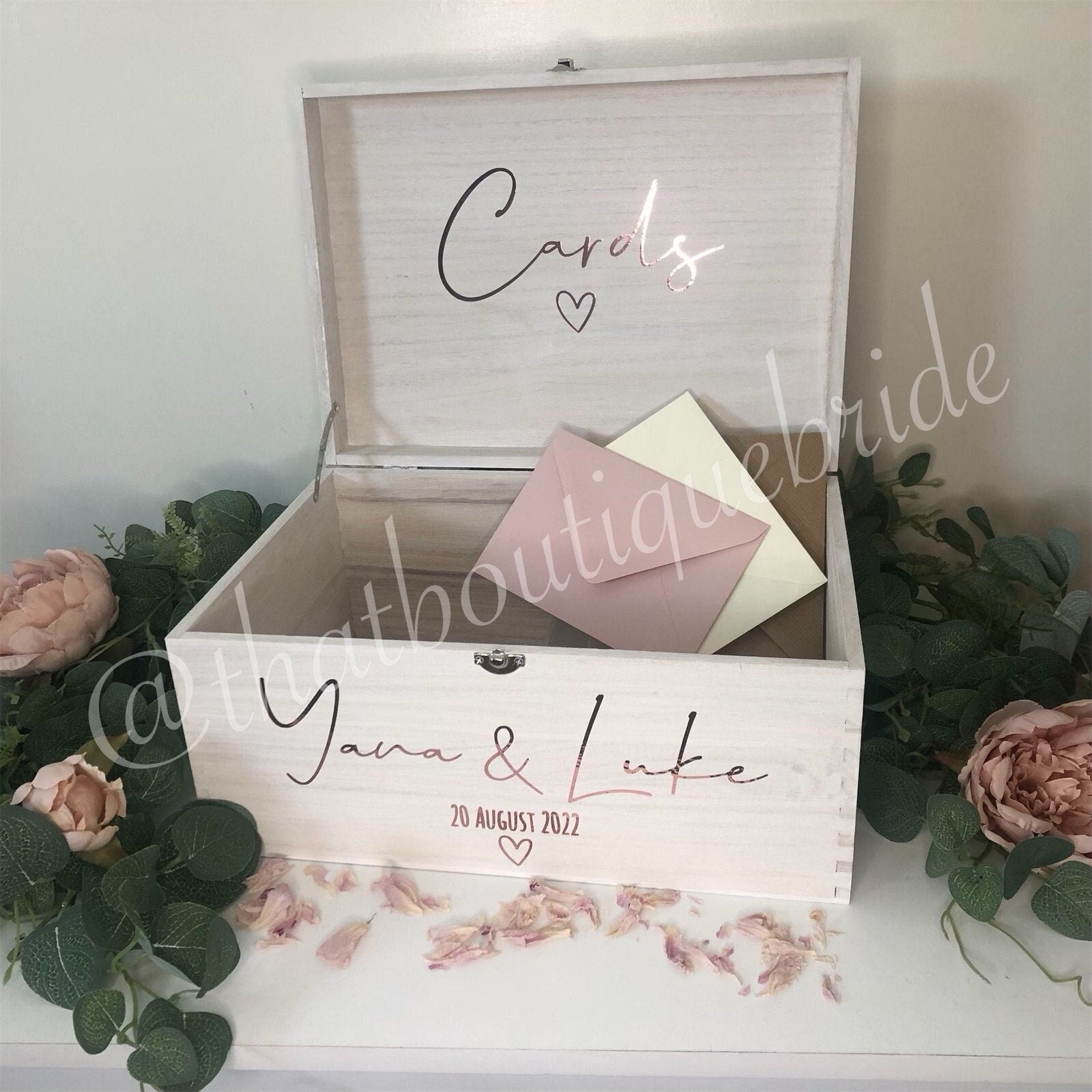 Personalised WHITE wooden wedding card box, Wedding memory box, Wedding keepsake box, Wooden Wedding box, white wedding post box