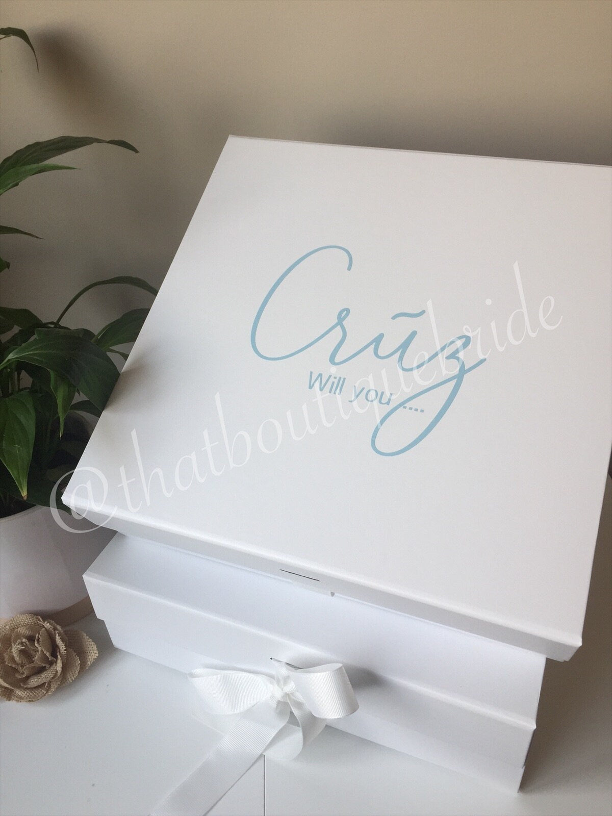 Ribbon tie gift box, Personalised proposal gift box, Godparent proposal box, memory box, new baby gift, newly wed presents, keepsake box