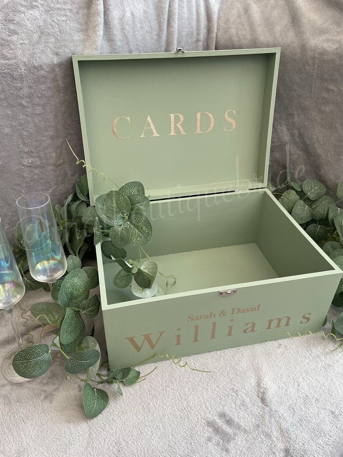 Personalised SAGE wedding card box, Wedding memory box, Wedding keepsake box, Wooden Wedding box, sage wedding post box