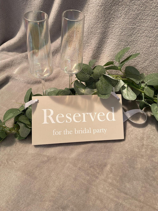 Wooden NEUTRAL reserved chair sign, wedding ceremony decor.